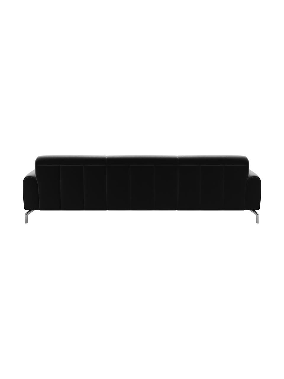 Sofa z aksamitu Puzo (3-osobowa), Tapicerka: 100% aksamit poliestrowy,, Nogi: metal lakierowany, Ciemny szary, S 240 x G 84 cm