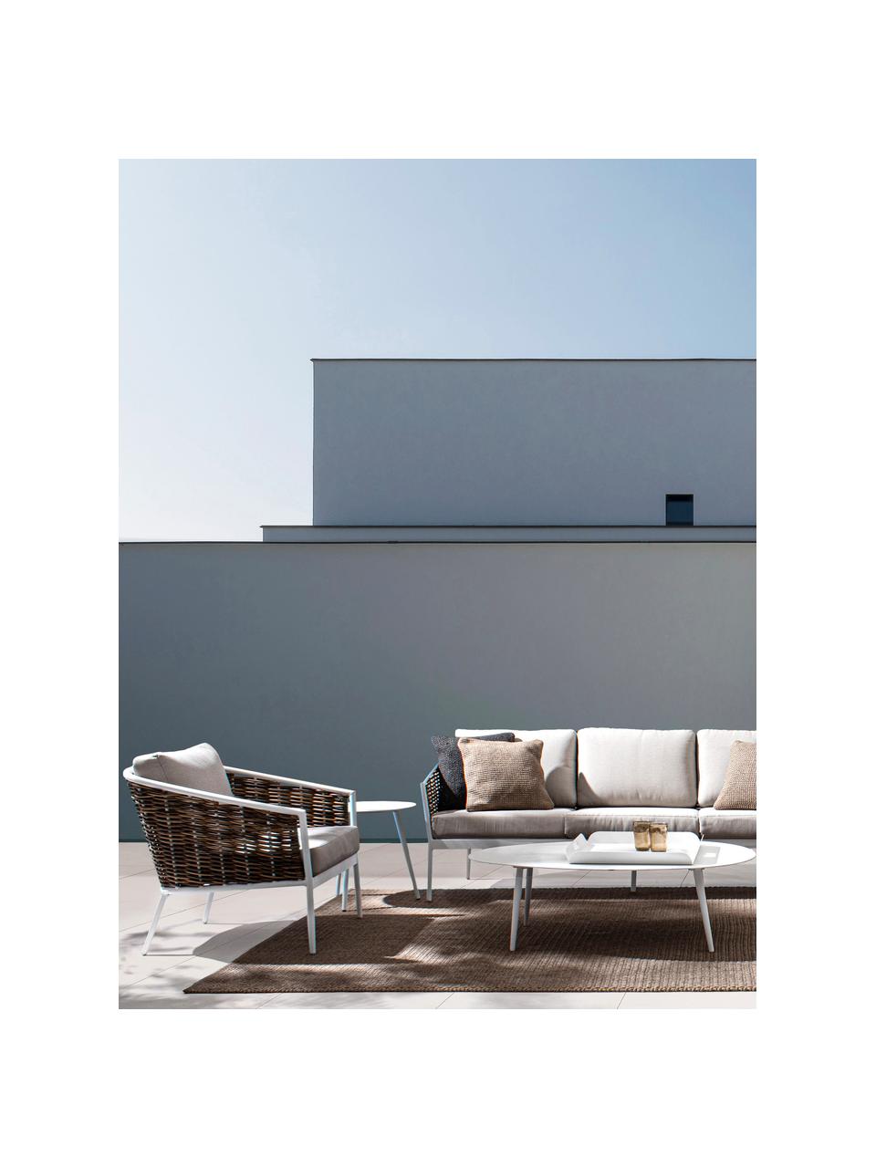 Outdoor loungeset Maribela, 3-delig, Bekleding: 100% polypropyleen, Frame: gepoedercoat aluminium, Wit, beige, lichtbruin, Set met verschillende formaten