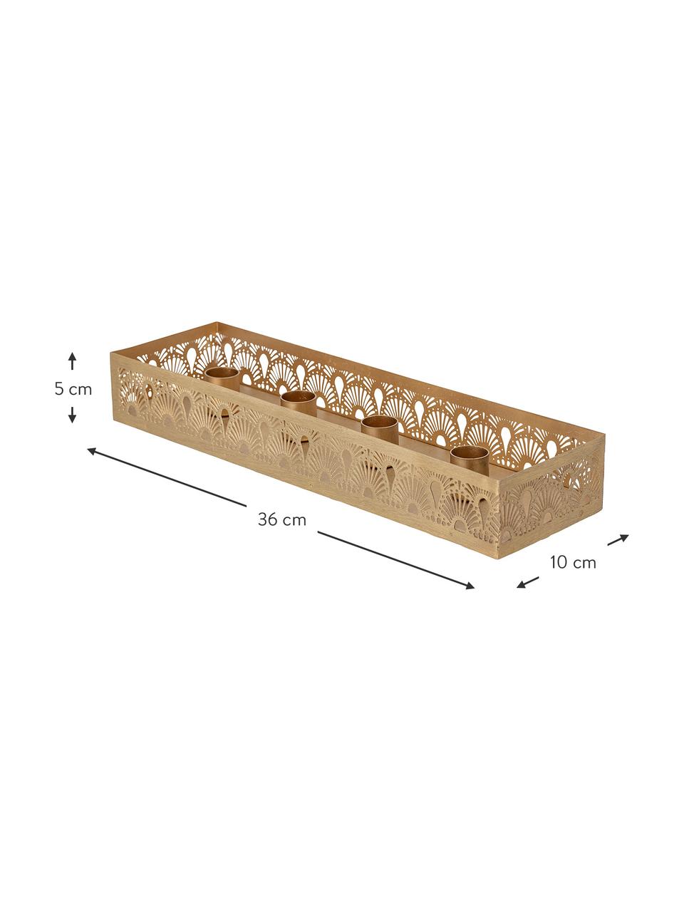 Kandelaar Roni, Metaal, Goudkleurig met antieke afwerking, B 36 cm x H 5 cm