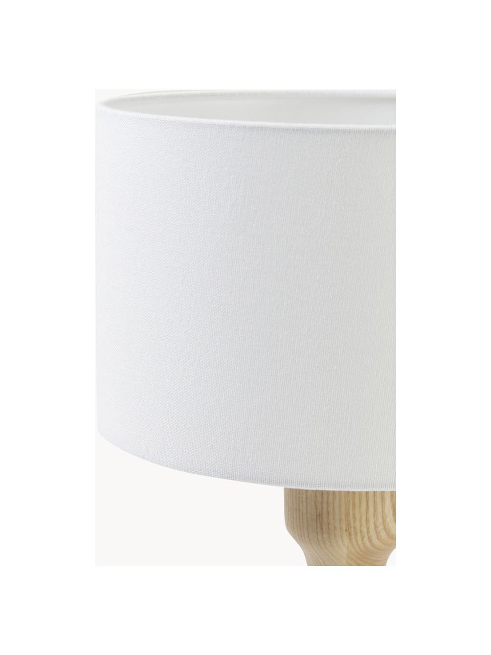 Lampe à poser en bois de frêne Jascha, Bois de frêne clair, blanc, Ø 24 x haut. 43 cm