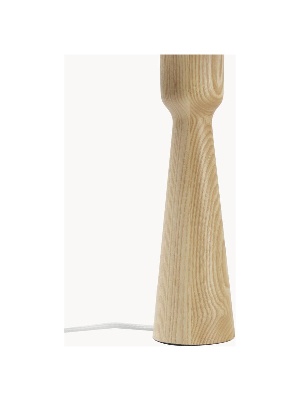 Lampe à poser en bois de frêne Jascha, Bois de frêne clair, blanc, Ø 24 x haut. 43 cm