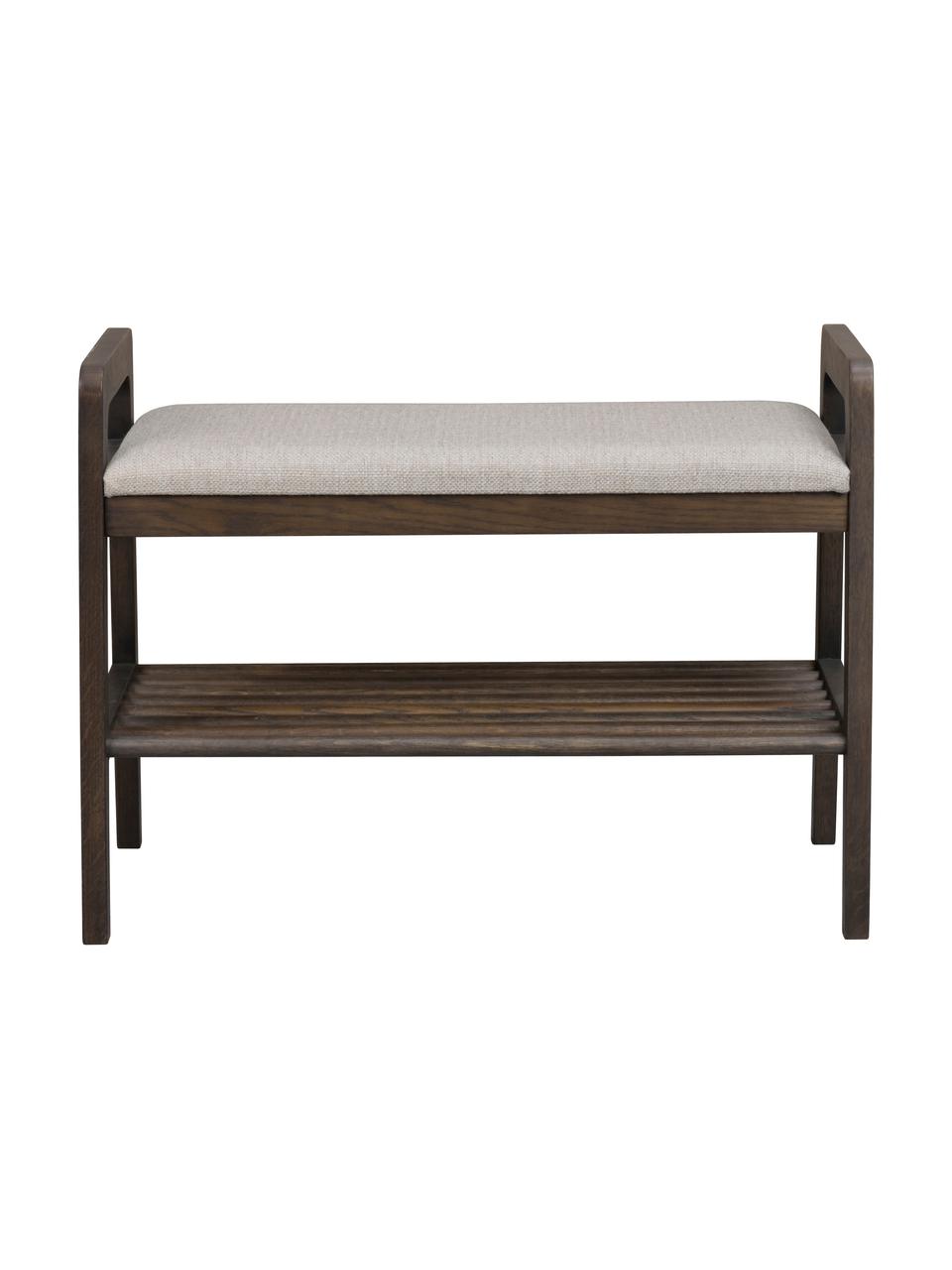 Banc rembourré en chêne Inverness, Tissu beige, chêne, larg. 75 x haut. 55 cm