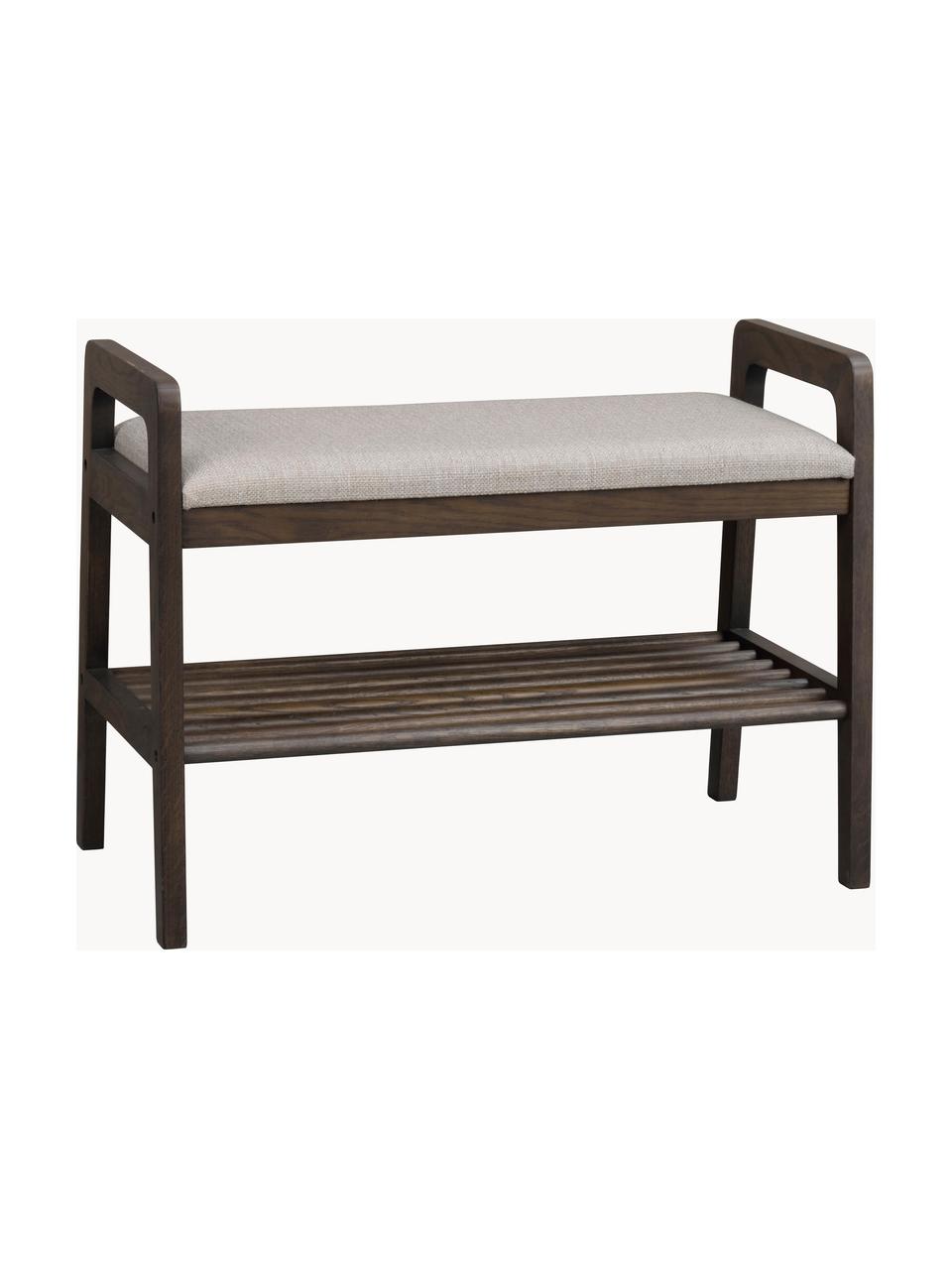 Banc rembourré en chêne Inverness, Tissu beige clair, bois de chêne, larg. 75 x haut. 55 cm