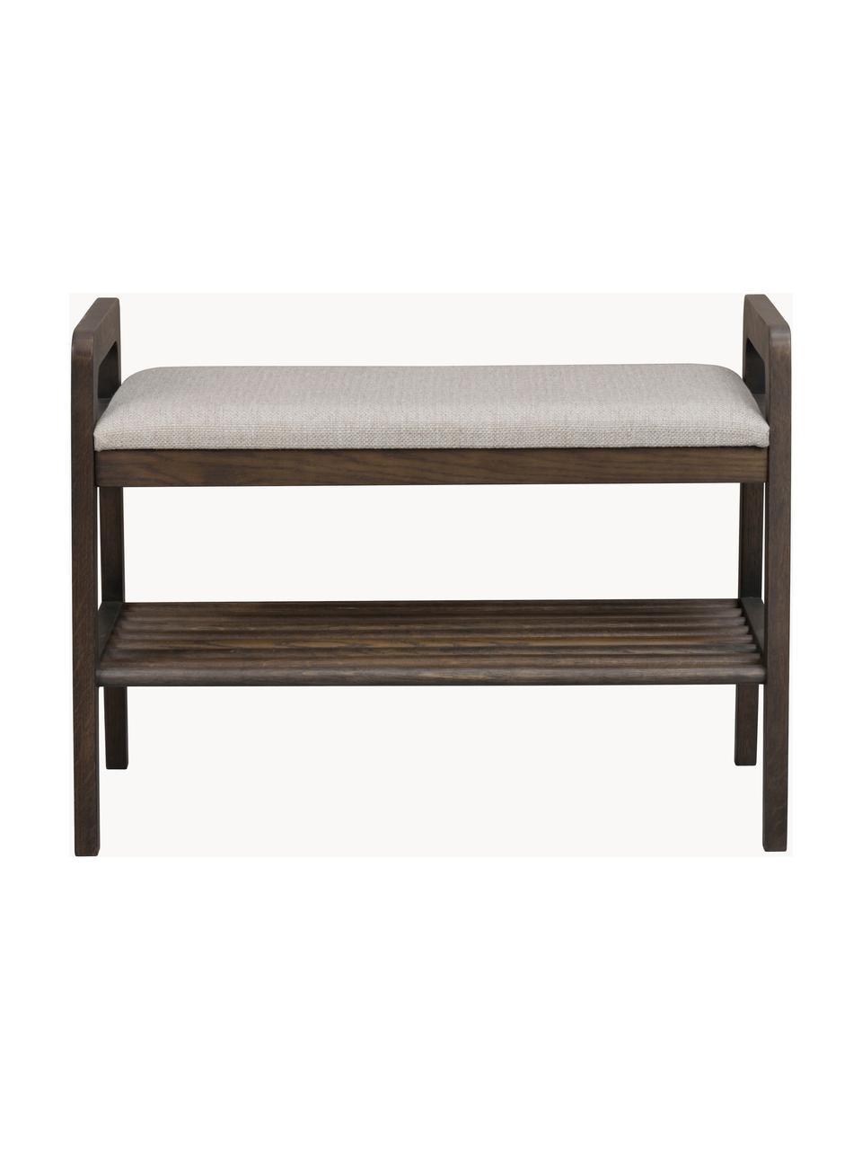 Banc rembourré en chêne Inverness, Tissu beige clair, bois de chêne, larg. 75 x haut. 55 cm