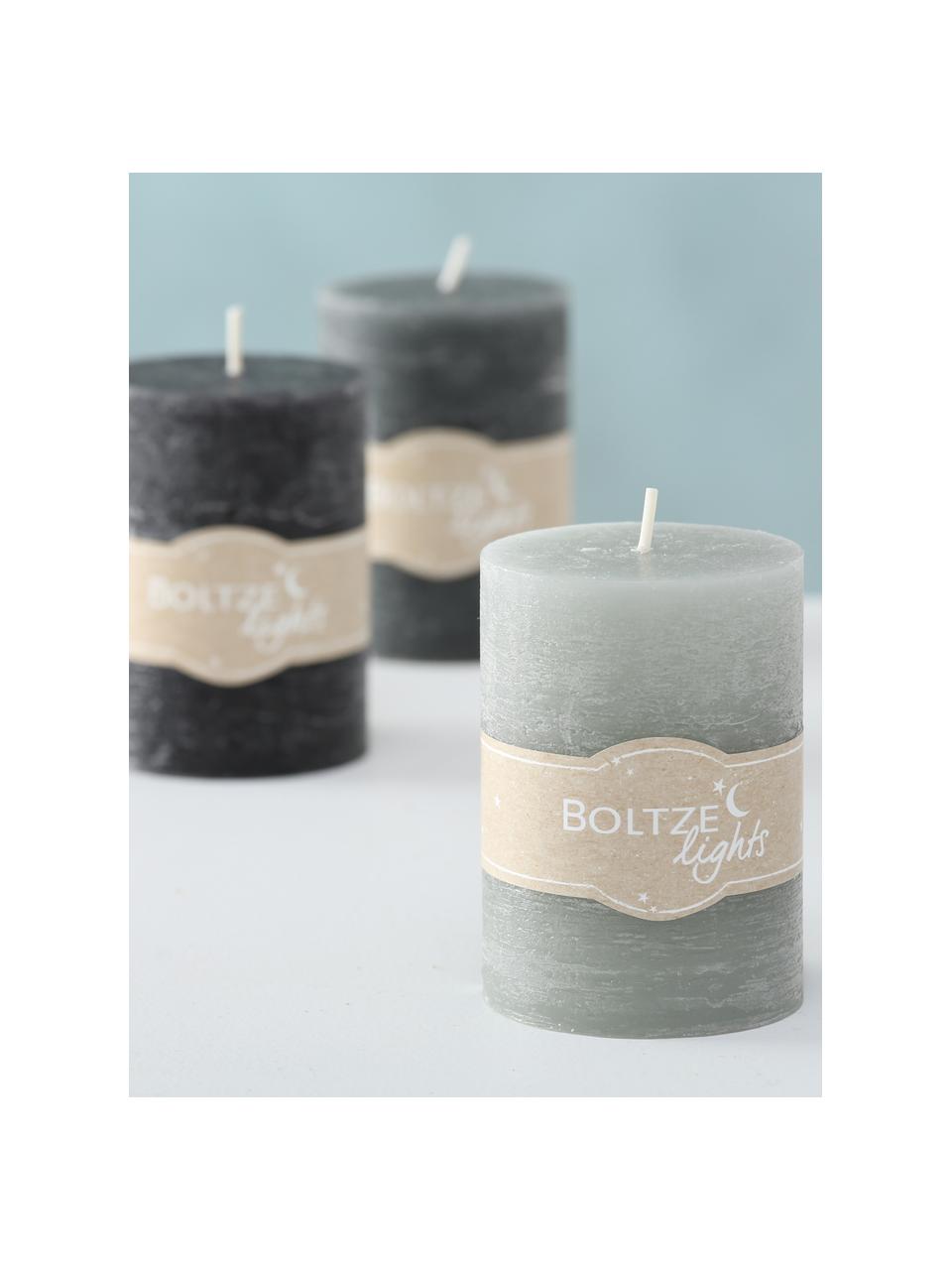 Set de velas Trent, 3 uds., Gris, Ø 7 x Al 10 cm