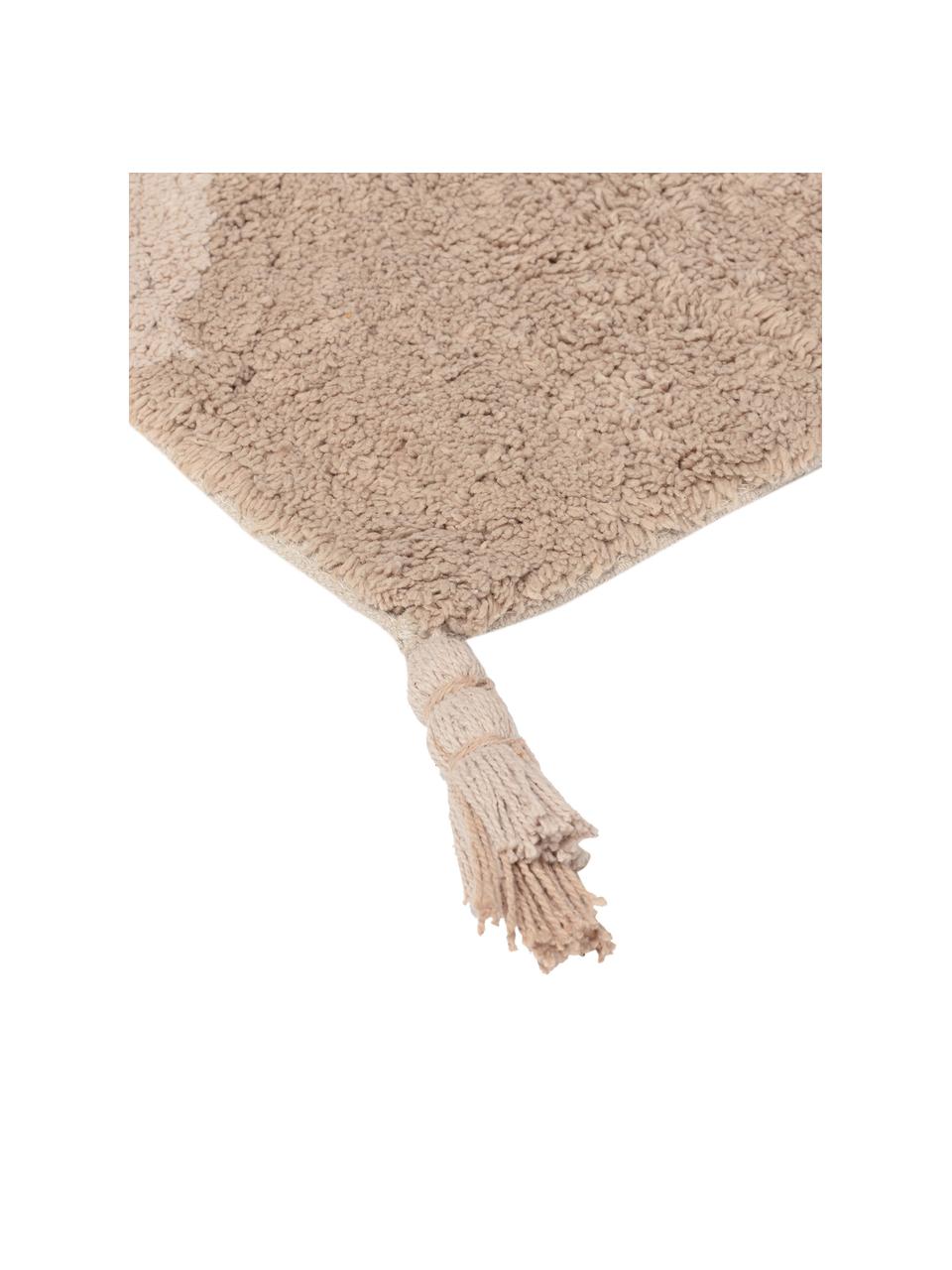 Tappeto bagno con nappe Malva, 100% cotone, Tonalità beige, Larg. 50 x Lung. 70 cm