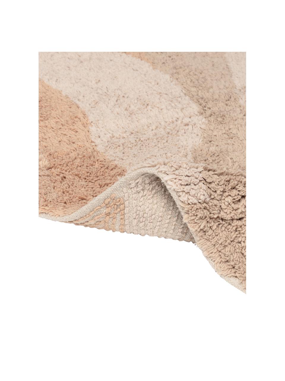 Tappeto bagno con nappe Malva, 100% cotone, Tonalità beige, Larg. 50 x Lung. 70 cm