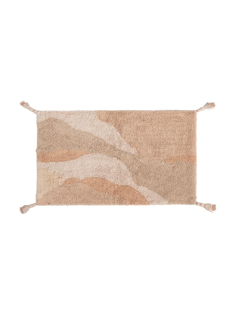 Badvorleger Malva in Beige mit Quasten, 100% Baumwolle, Beigetöne, 50 x 70 cm