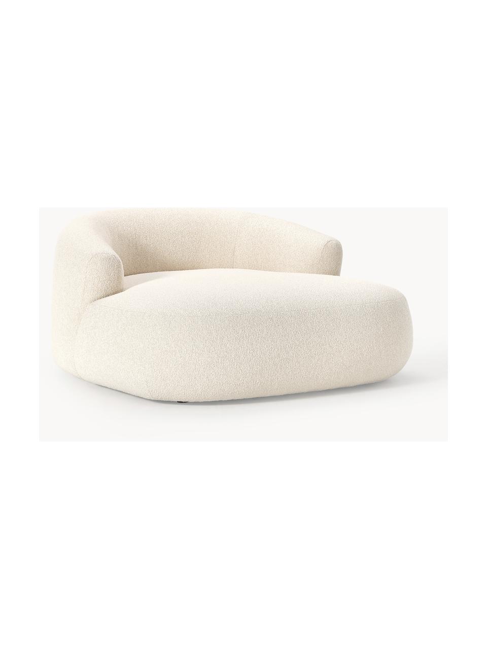 Sillón lounge en tejido bouclé Sofia, Tapizado: tejido bouclé (100% polié, Estructura: madera de abeto con certi, Patas: plástico, Bouclé Off White, An 140 x Al 140 cm