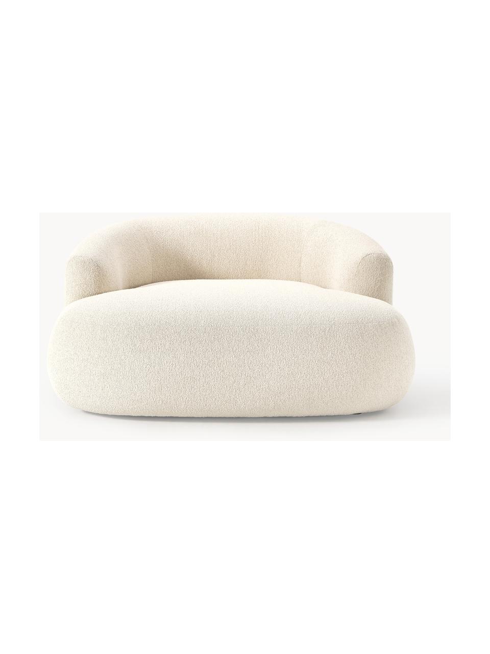 Sillón lounge grande en tejido bouclé Sofia, Tapizado: tejido bouclé (100% polié, Estructura: madera de abeto, tablero , Patas: plástico Este producto es, Bouclé blanco Off White, An 145 x F 144 cm