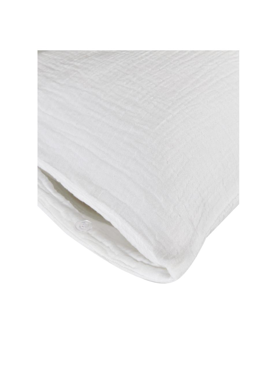 Funda de almohada muselina de algodón Odile, Blanco, 45 x 110 cm