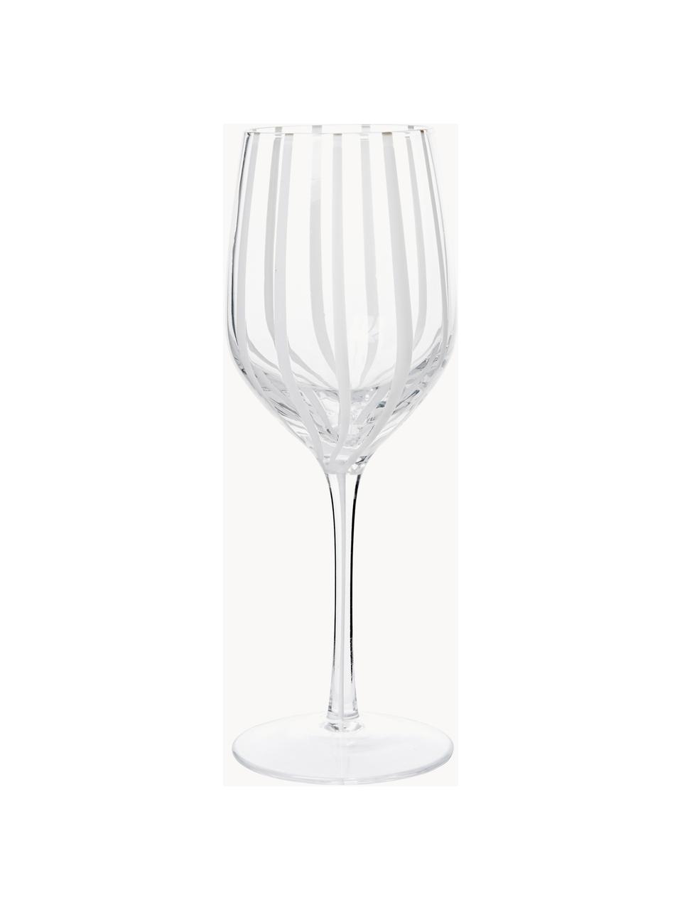 Kieliszek do białego wina ze szkła dmuchanego Stripe, Szkło dmuchane, Transparentny, biały, Ø 8 x W 21 cm, 350 ml