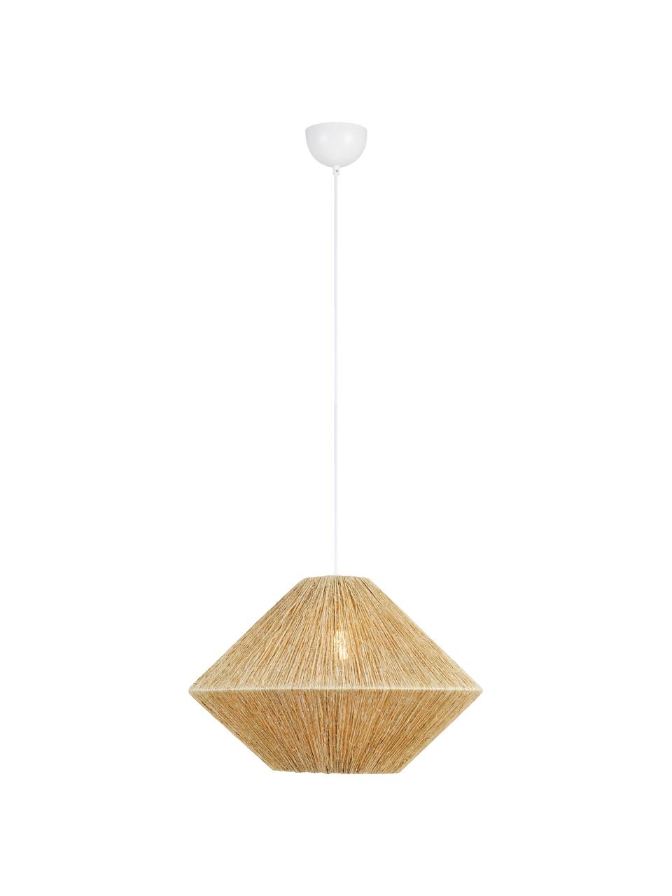 Grande suspension rotin Straw, Beige, blanc, Ø 60 x haut. 39 cm