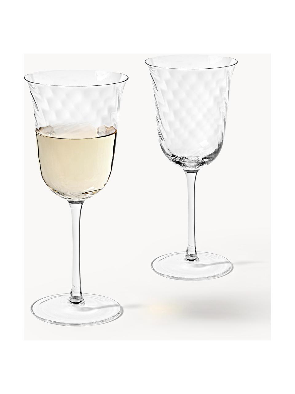 Copas de vino sopladas artesanalmente Swirl, 4 uds., Vidrio, Transparente, Ø 9 x Al 23 cm, 360 ml
