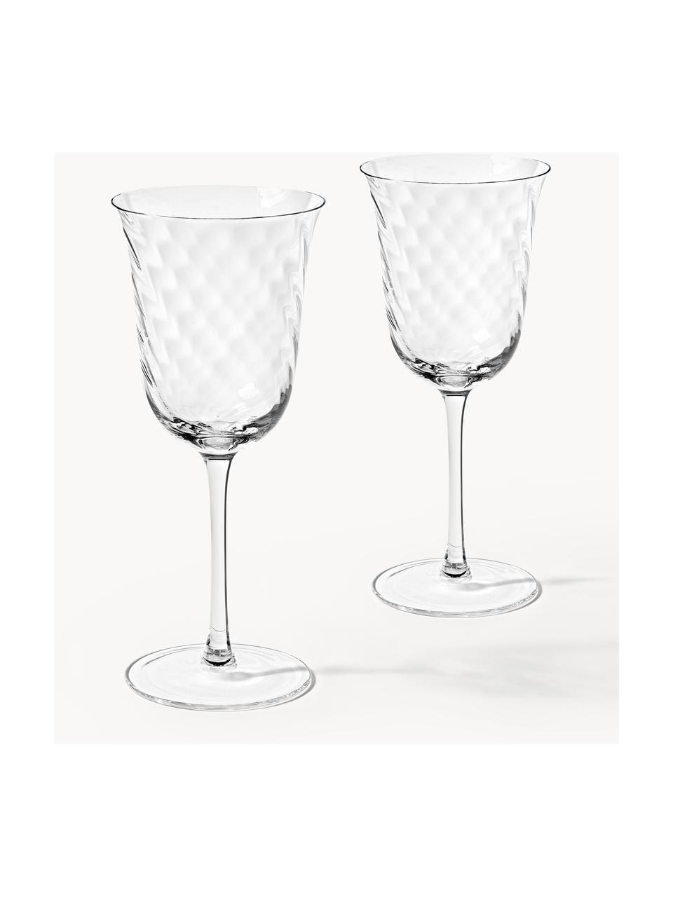 Ručně foukané sklenice na víno Swirl, 4 ks, Sklo, Transparentní, Ø 9 cm, V 23 cm, 360 ml