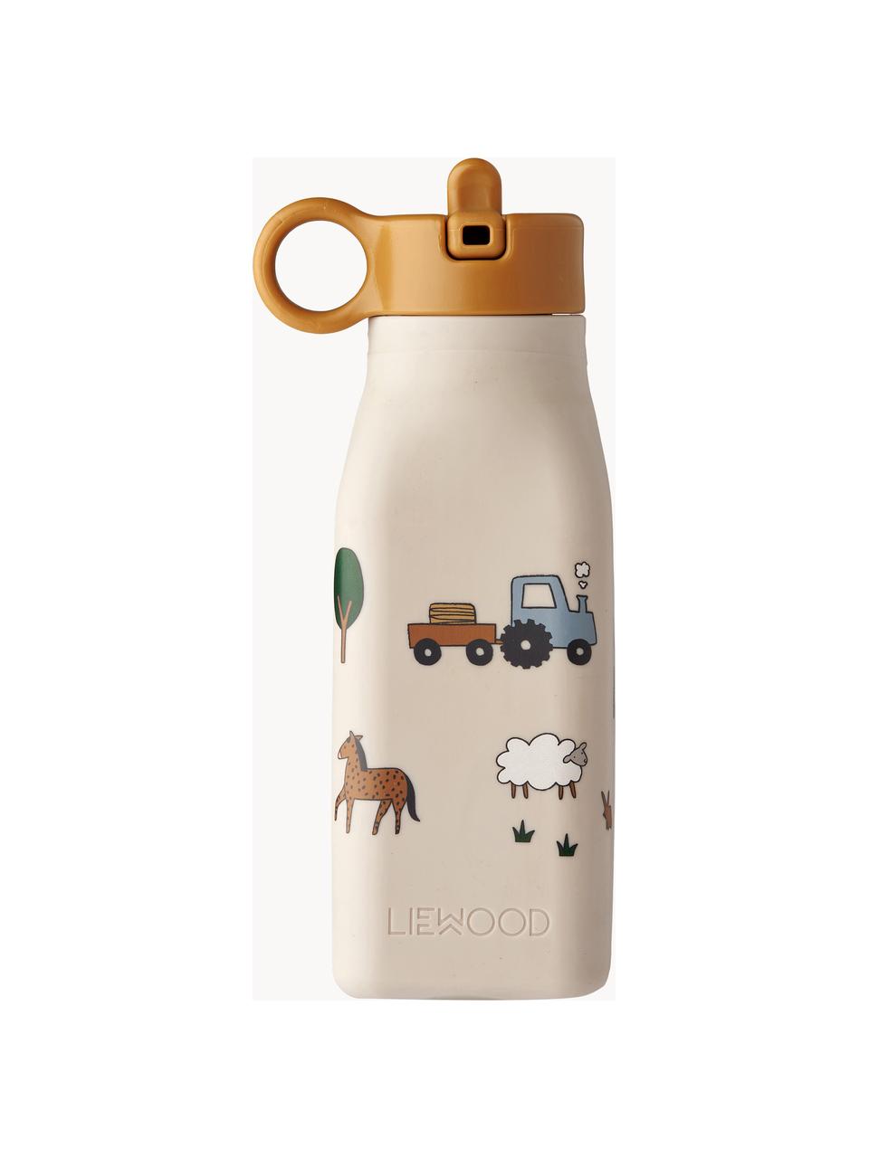 Wasserflasche Warren, Silikon, Hellbeige, Hellbraun, Bauernhof-Motiv, B 8 x H 19 cm, 350 ml