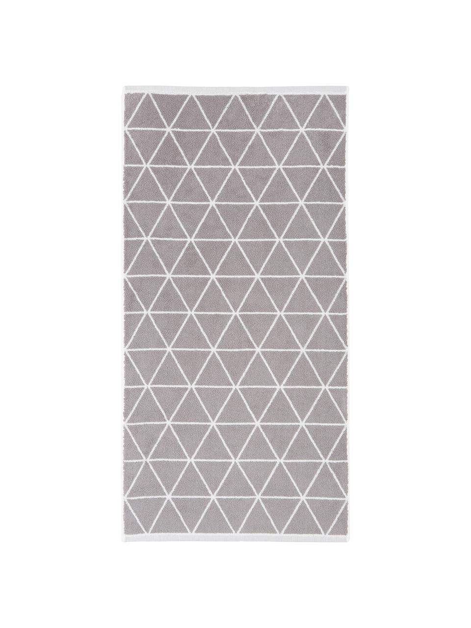 Wende-Handtuch Elina mit grafischem Muster in verschiedenen Größen, Taupe, Off White, Handtuch, B 50 x L 100 cm, 2 Stück