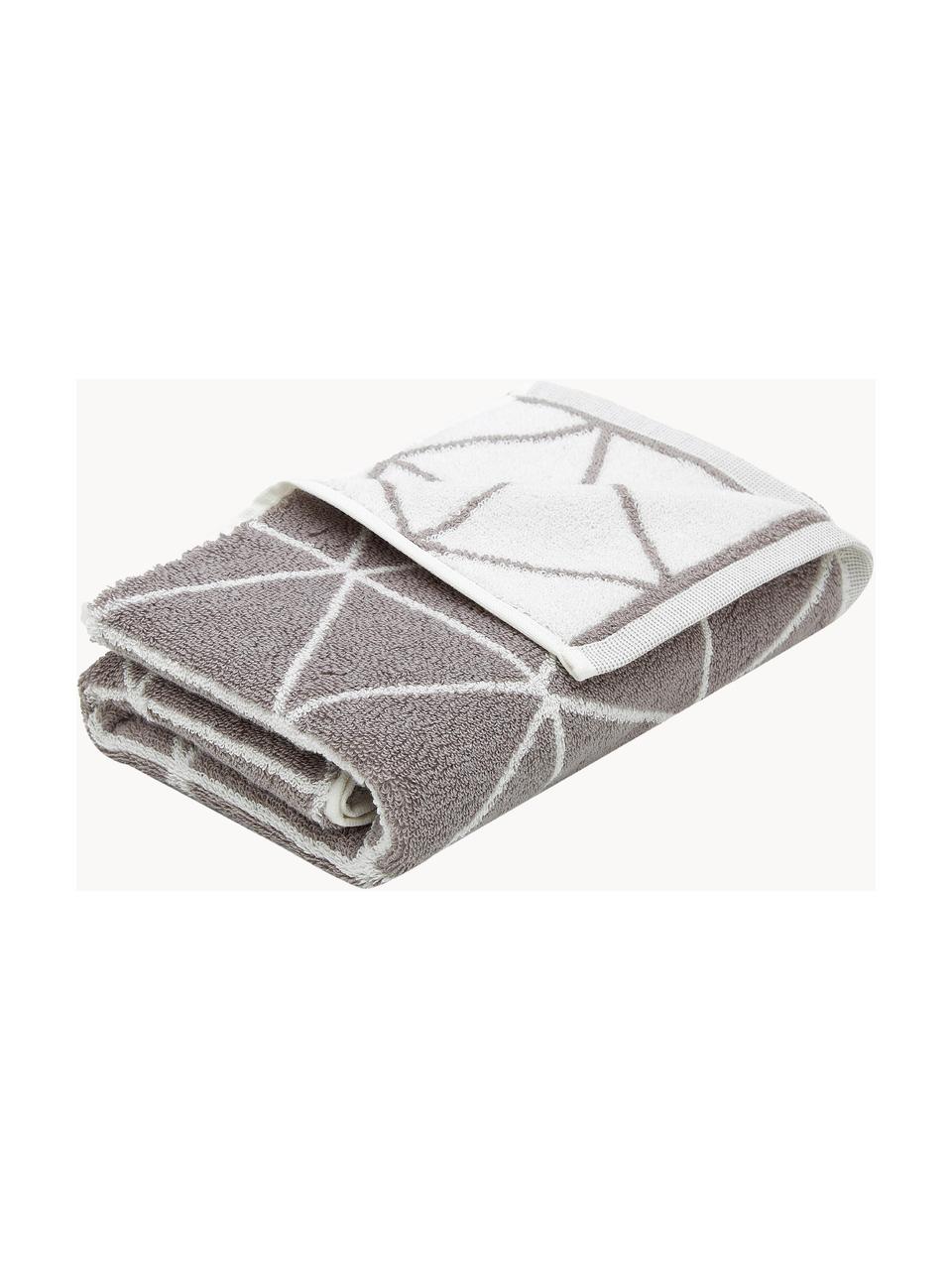 Wende-Handtuch Elina mit grafischem Muster in verschiedenen Größen, Taupe, Off White, Handtuch, B 50 x L 100 cm, 2 Stück