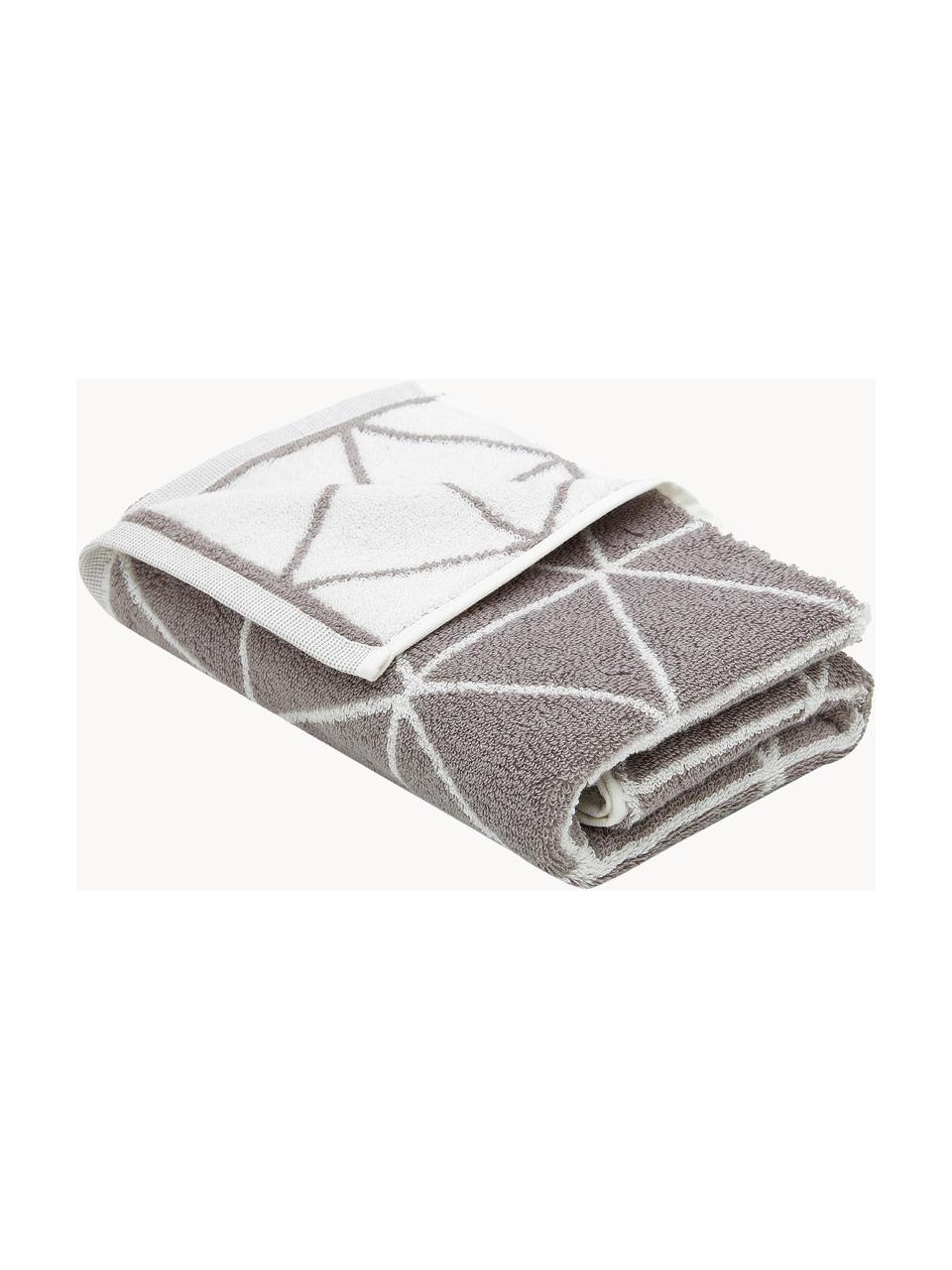 Asciugamano reversibile con motivo grafico Elina 2 pz, Taupe, bianco crema, Asciugamano, Larg. 50 x Lung. 100 cm, 2 pz