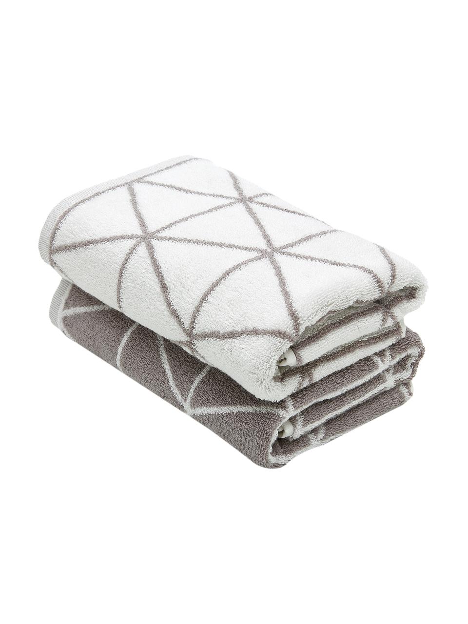 Dwustronny ręcznik Elina, 2 szt., Taupe, kremowobiały, Ręcznik do rąk, S 50 x D 100 cm, 2 szt.