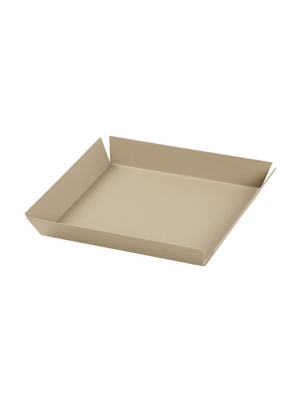 Vassoio decorativo beige Erika, Metallo rivestito, Beige, Larg. 14 x Prof. 14 cm