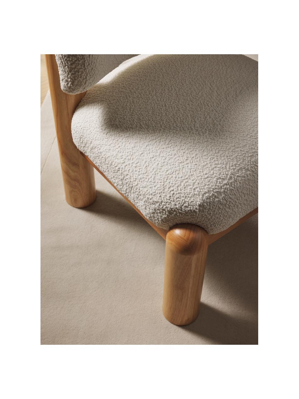 Sillón en tejido bouclé Dalma, Bouclé blanco, madera claro, An 60 x Al 76 cm