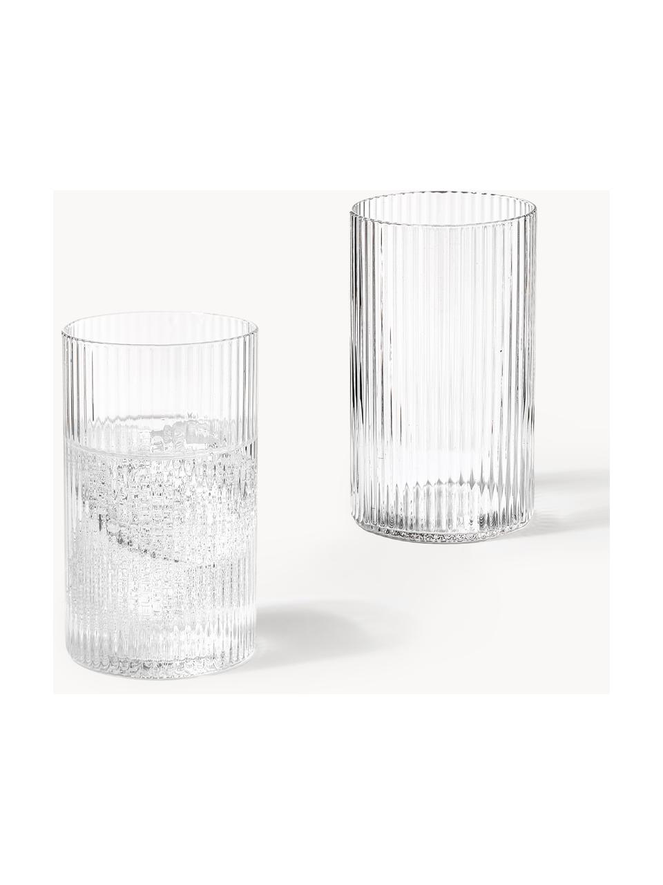 Verres à long drink striés soufflés bouche Ripple, 4 pièces, Verre, soufflé bouche, Transparent, haute brillance, Ø 5 x haut. 9 cm, 140 ml