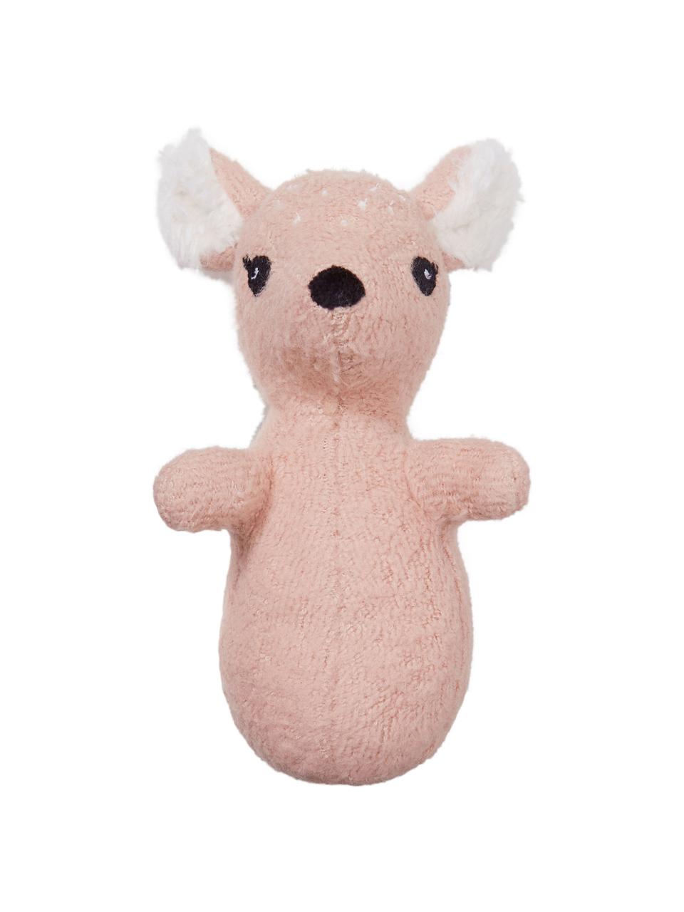 Hochet en coton bio Fawn, Blanc, rose, noir