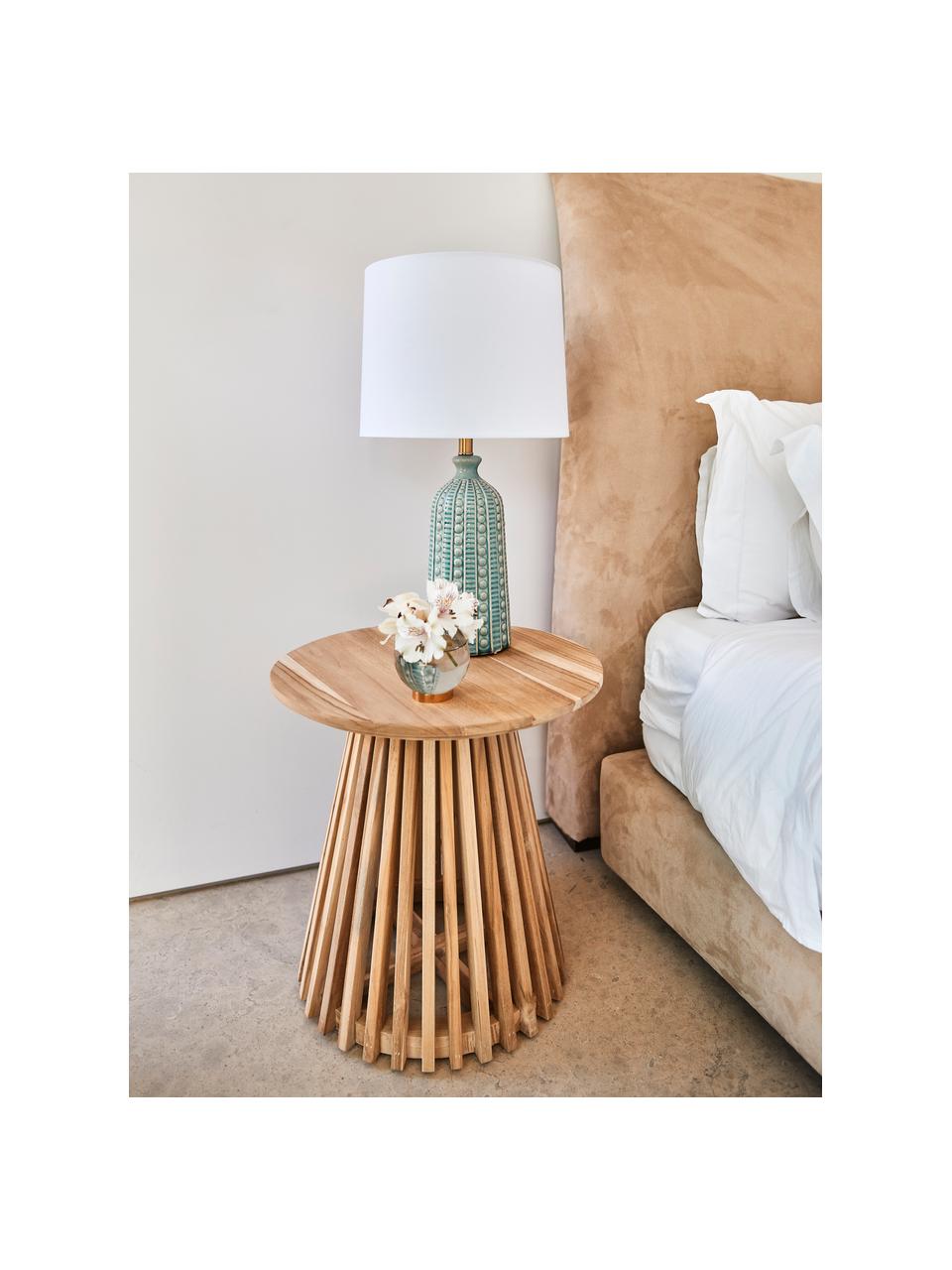 Lampada da tavolo grande in ceramica Nizza, Paralume: tessuto, Base della lampada: ceramica, metallo ottonat, Verde salvia, Ø 33 x Alt. 60 cm