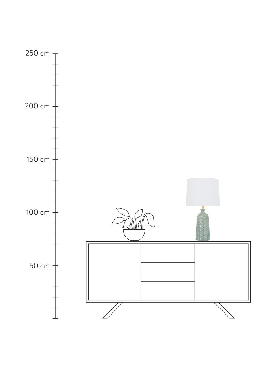 Grande lampe à poser en céramique Nizza, Vert sauge, blanc, Ø 33 x haut. 60 cm