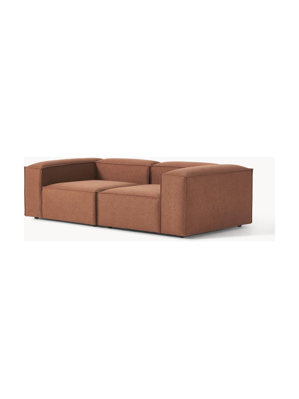 Modulaire bank Lennon (3-zits), Bekleding: 100% polyester De slijtva, Frame: massief grenenhout, FSC-g, Poten: kunststof, Geweven stof nougatkleurig, B 238 x D 119 cm