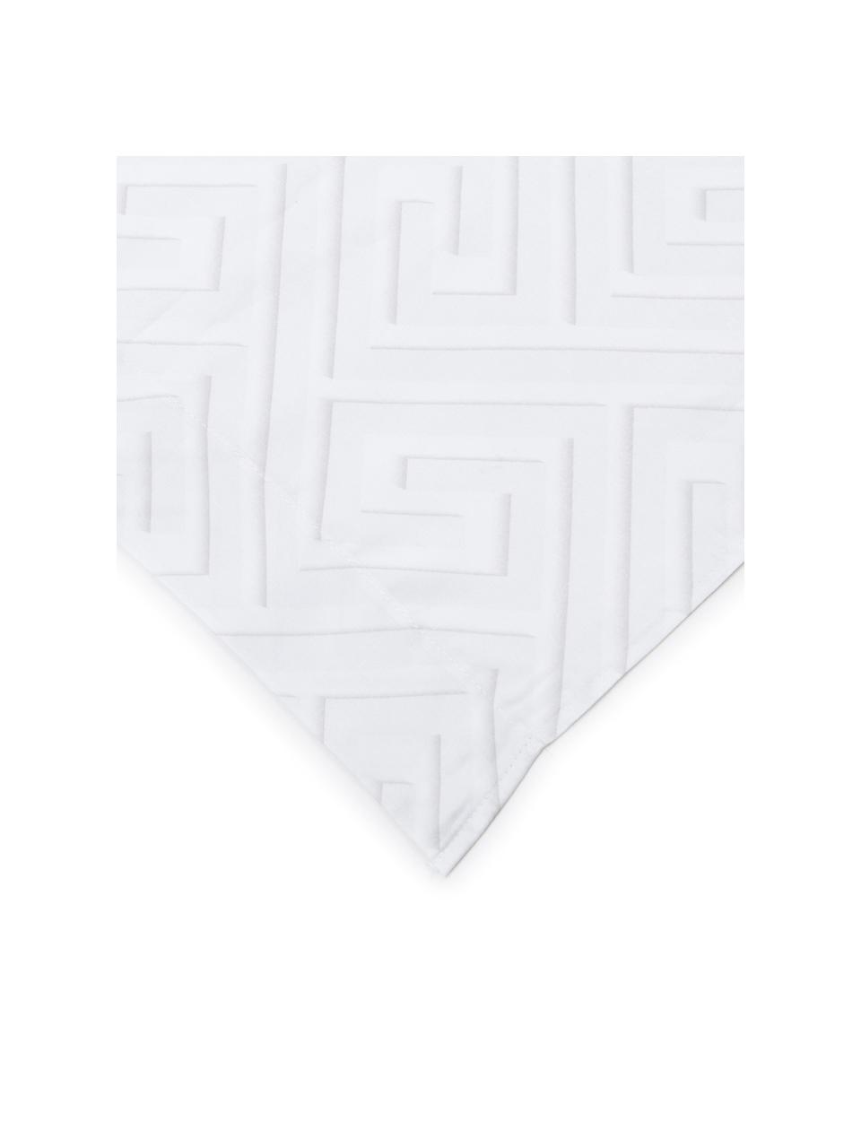 Sábana encimera de satén Atina, estampado gráfico, Blanco, gris claro, Cama 90 cm (160 x 270 cm)
