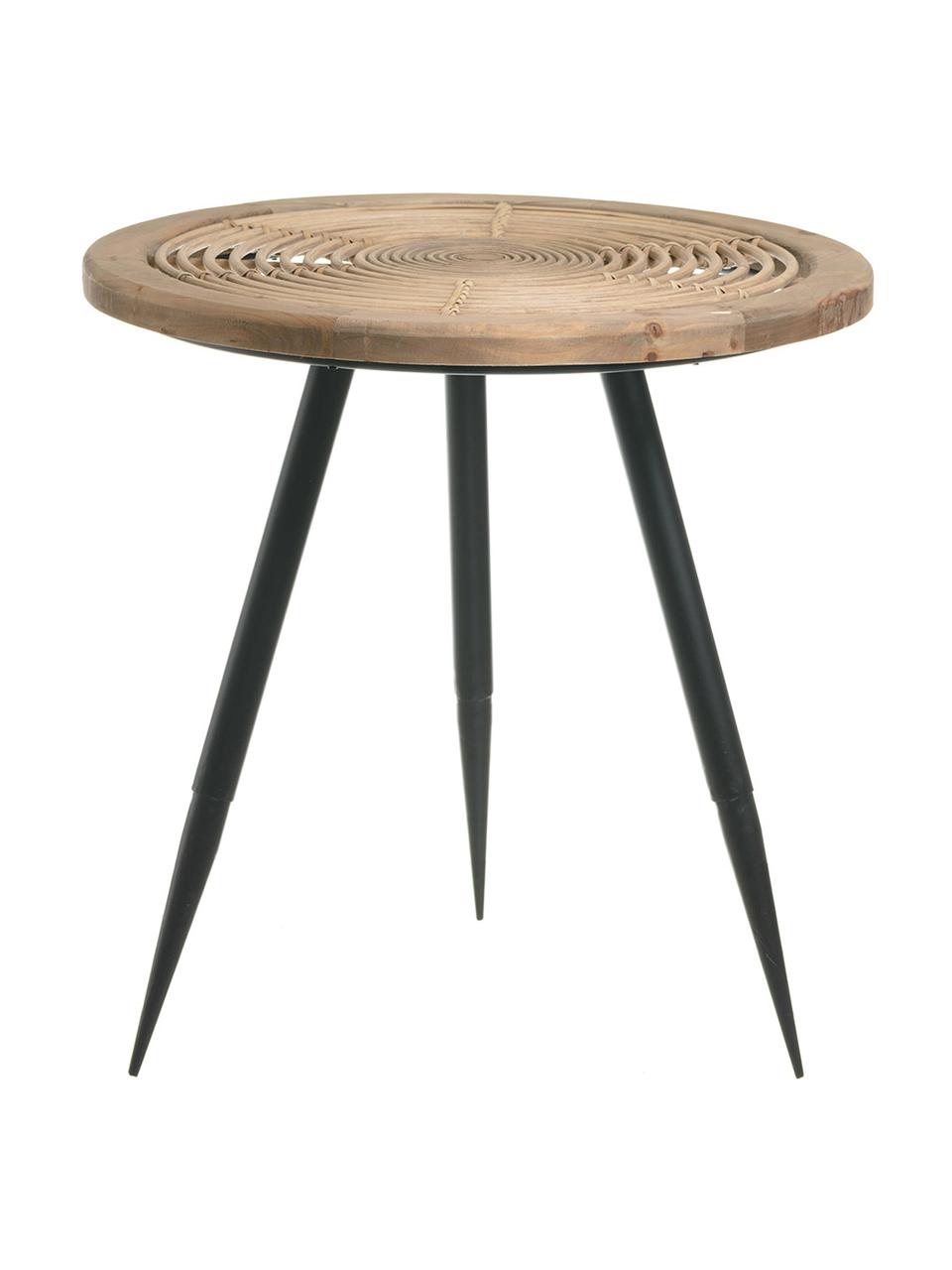 Mesa auxiliar Rinni, Tablero: fibra natural, madera, Patas: metal, Multicolor, Ø 49 x Al 49 cm