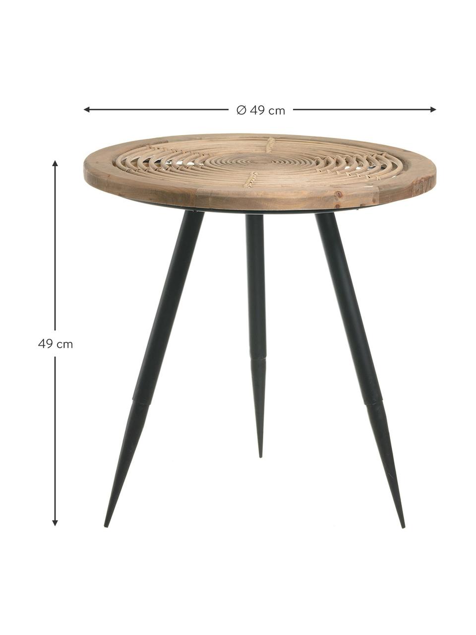 Mesa auxiliar Rinni, Tablero: fibra natural, madera, Patas: metal, Multicolor, Ø 49 x Al 49 cm