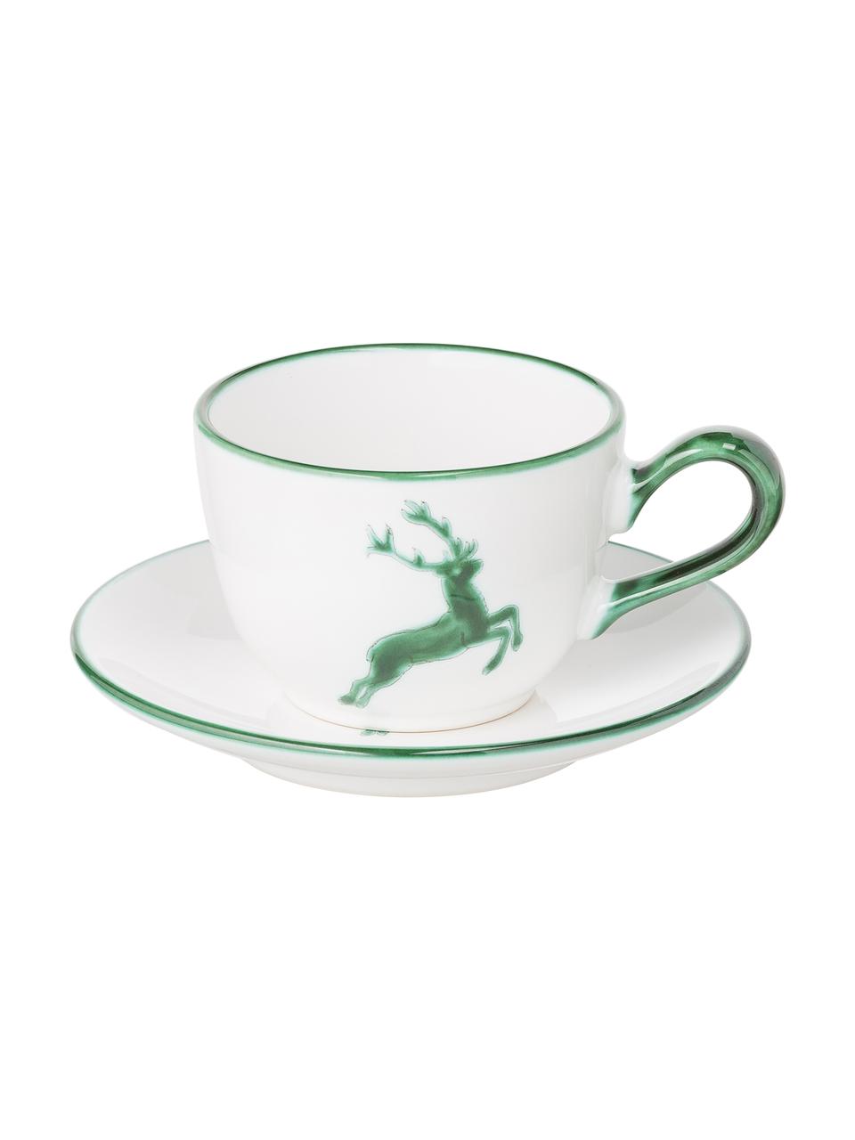 Servizio da caffè dipinto a mano per 2 persone Classic Grüner Hirsch 6 pz, Ceramica, Verde, bianco, Set in varie misure