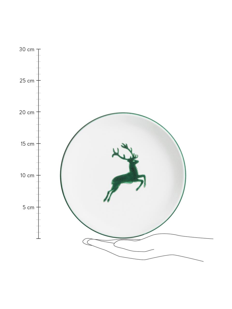 Handgemaakt koffieservies Grüner Hirsch, 2 personen (6 stuks), Keramiek, Wit, groen, Set met verschillende formaten