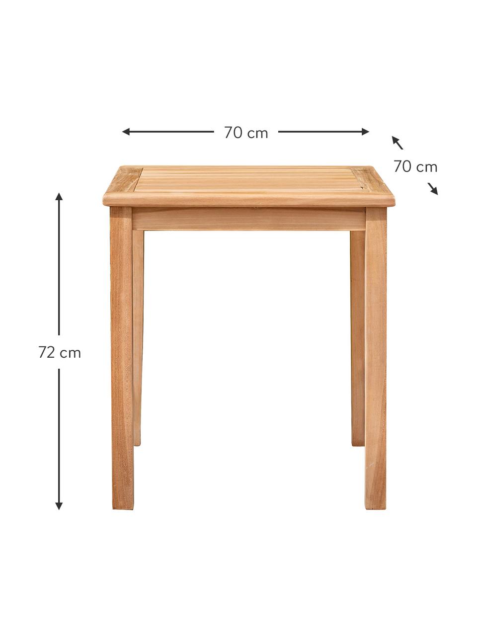 Čtvercový zahradní stůl z teakového dřeva Kenya, Přírodní teakové dřevo, Teakové dřevo, Š 70 cm, H 70 cm