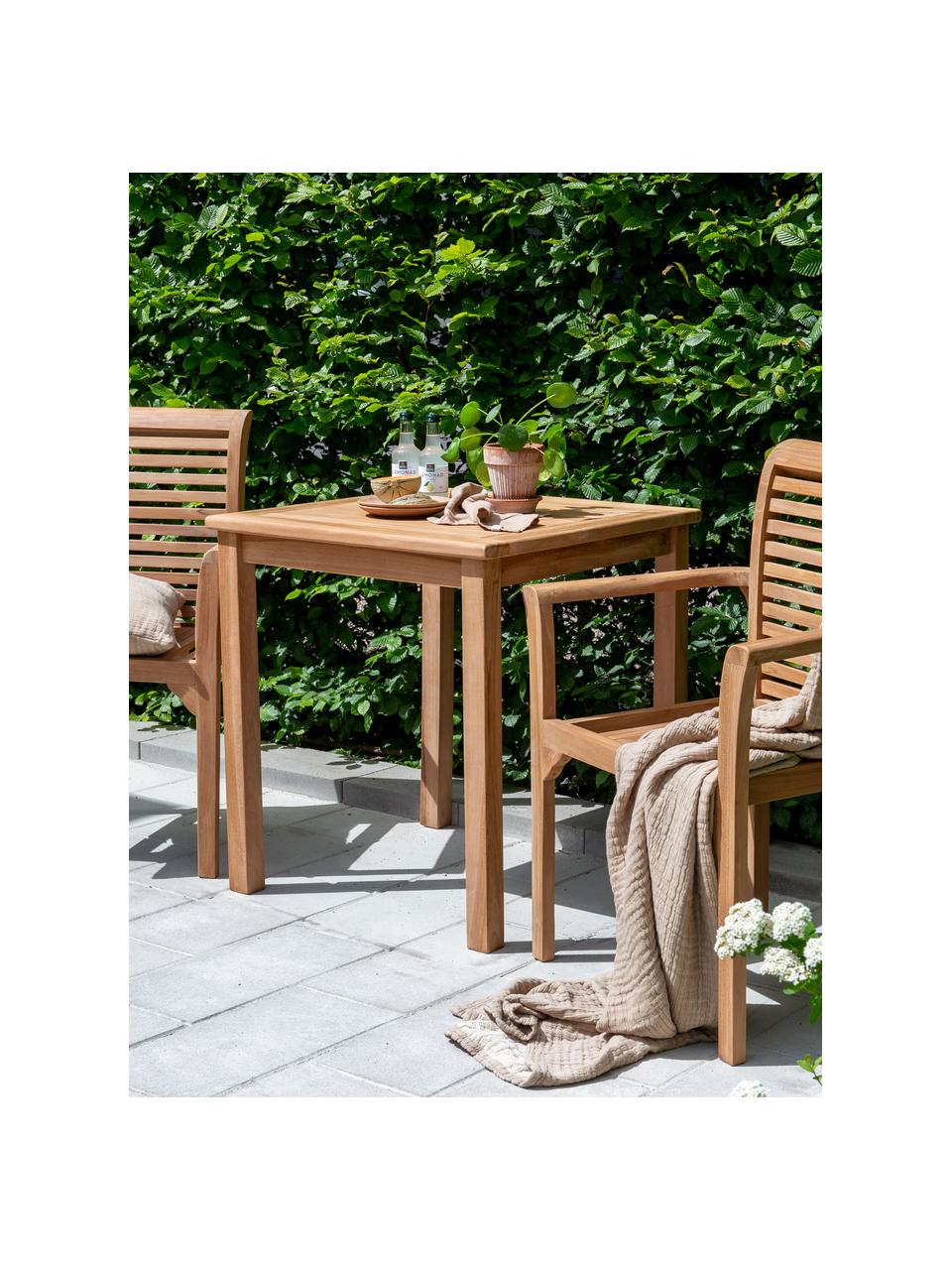 Table de jardin carré en bois de teck Kenya, Bois de teck, finition naturelle, Bois de teck, larg. 70 x prof. 70 cm