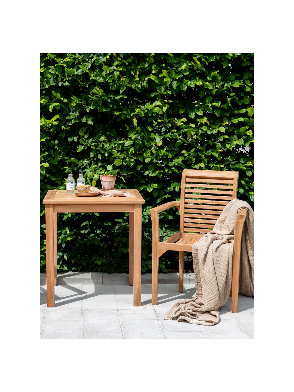 Table de jardin carré en bois de teck Kenya, Bois de teck, finition naturelle, Bois de teck, larg. 70 x prof. 70 cm