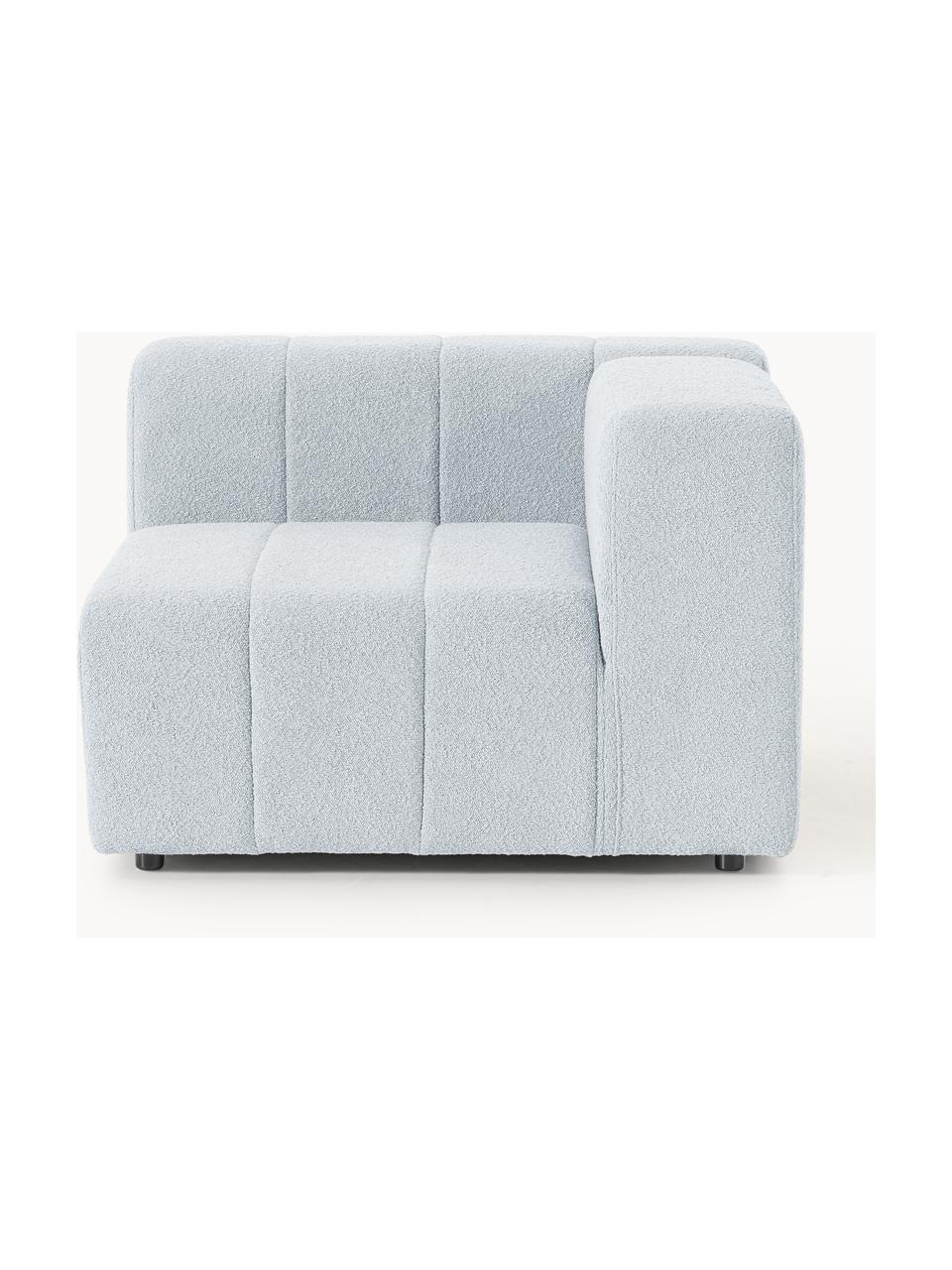 Bouclé-Eckmodul Lena, Bezug: Bouclé (93 % Polyester, 6, Gestell: Buchenholz, Spanplatte, H, Bouclé Hellblau, B 106 x T 106 cm, Eckteil links