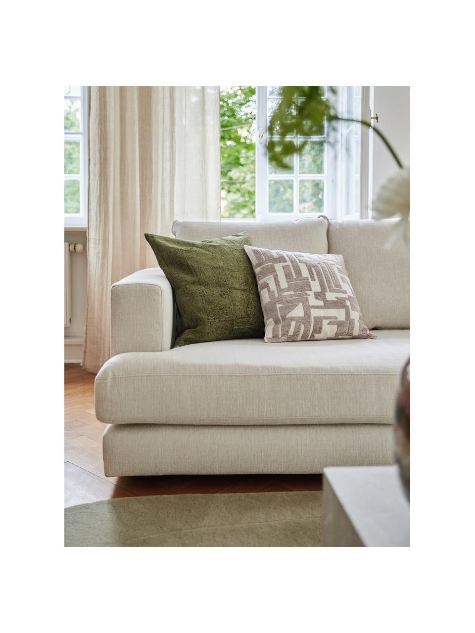 Housse de coussin 50x50 en chenille Keeley, 100 % coton, Vert olive, larg. 50 x long. 50 cm