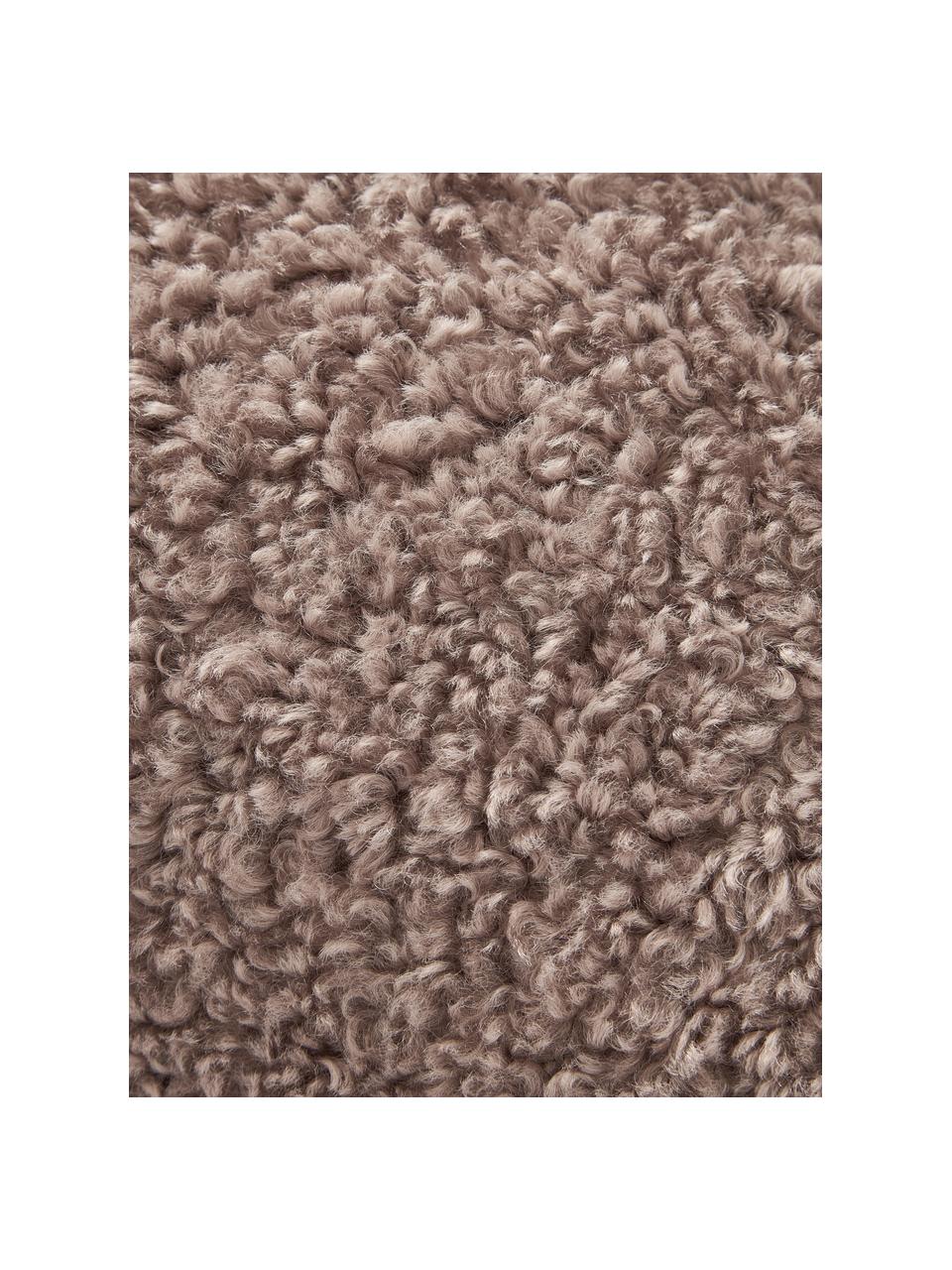 Funda de cojín de borreguillo Dotty, 100% poliéster (borreguillo), Marrón, An 45 x L 45 cm
