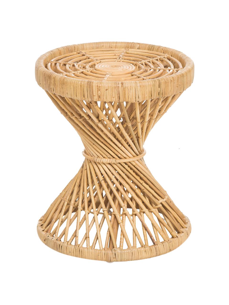 Tavolino boho in rattan Marvel, Rattan, finitura naturale, Marrone, Ø 40 x Alt. 47 cm