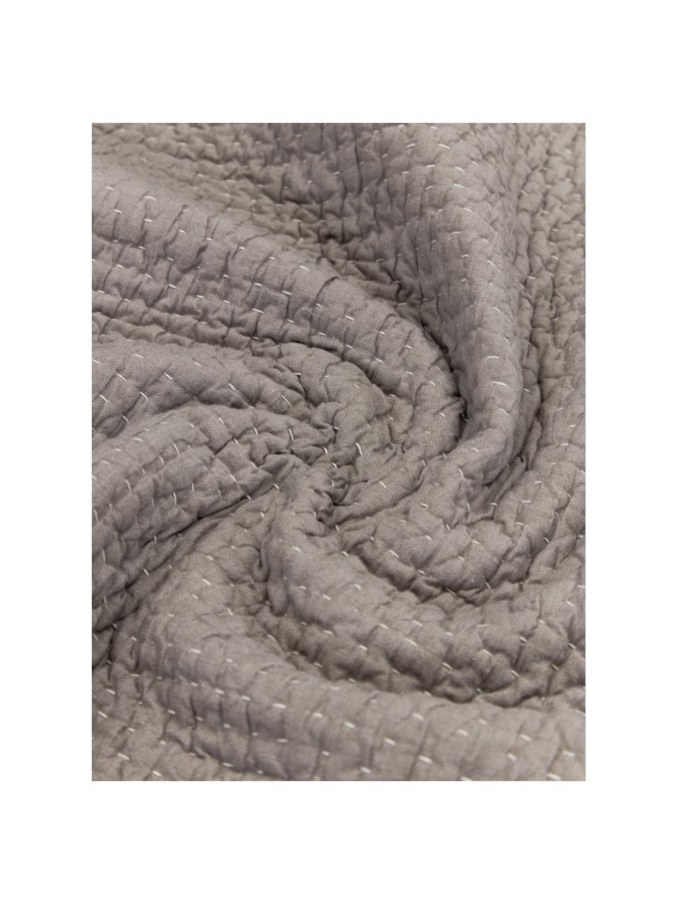 Bedsprei Stripes van katoen in grijs, Bekleding: 100% katoen, Grijs, B 180 x L 250 cm (voor bedden tot 140 x 200)