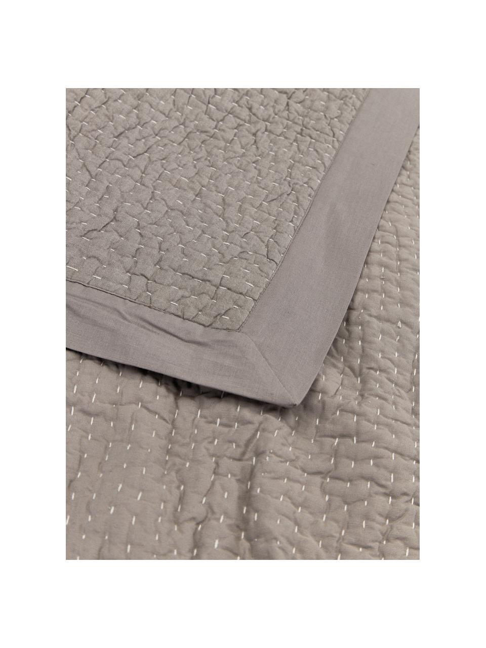 Colcha de algodón Stripes, Funda: 100% algodón, Gris, An 180 x L 250 cm (para camas de 140 x 200 cm)