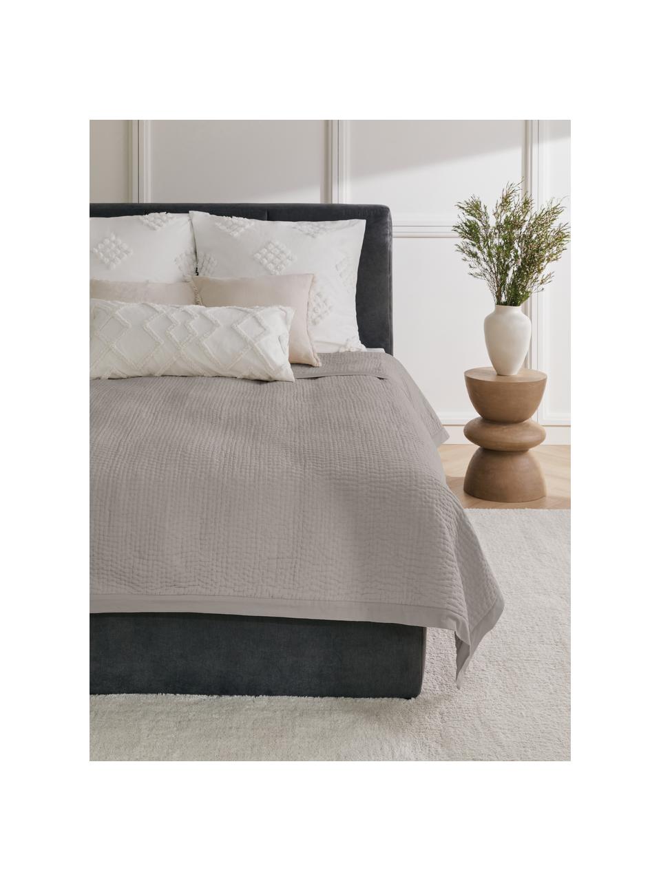Tagesdecke Stripes aus Baumwolle, Bezug: 100% Baumwolle, Grau, B 180 x L 250 cm (für Betten bis 140 x 200 cm)