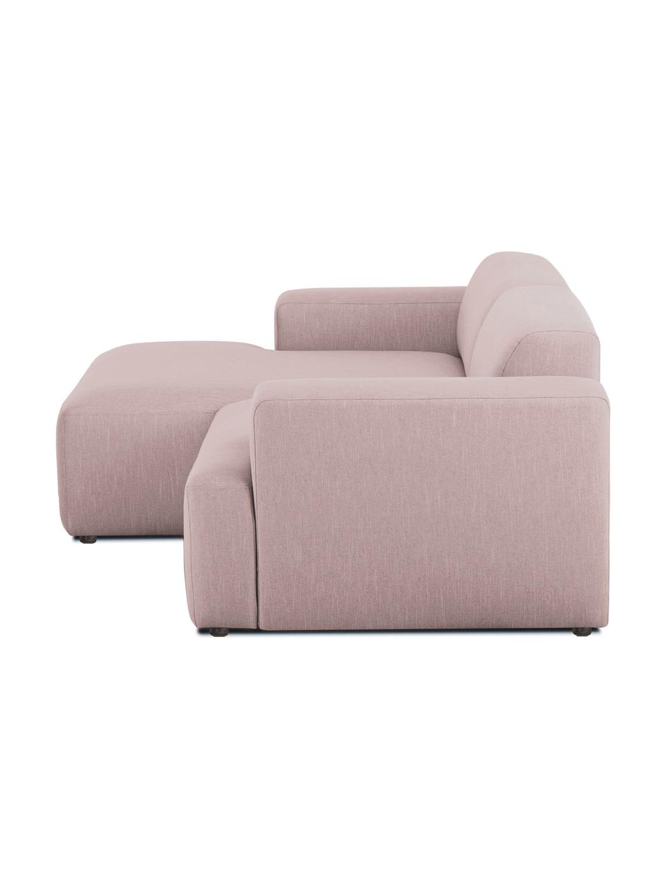 Canapé d'angle 3 places Melva, Tissu rose, larg. 239 x prof. 143 cm, méridienne à gauche
