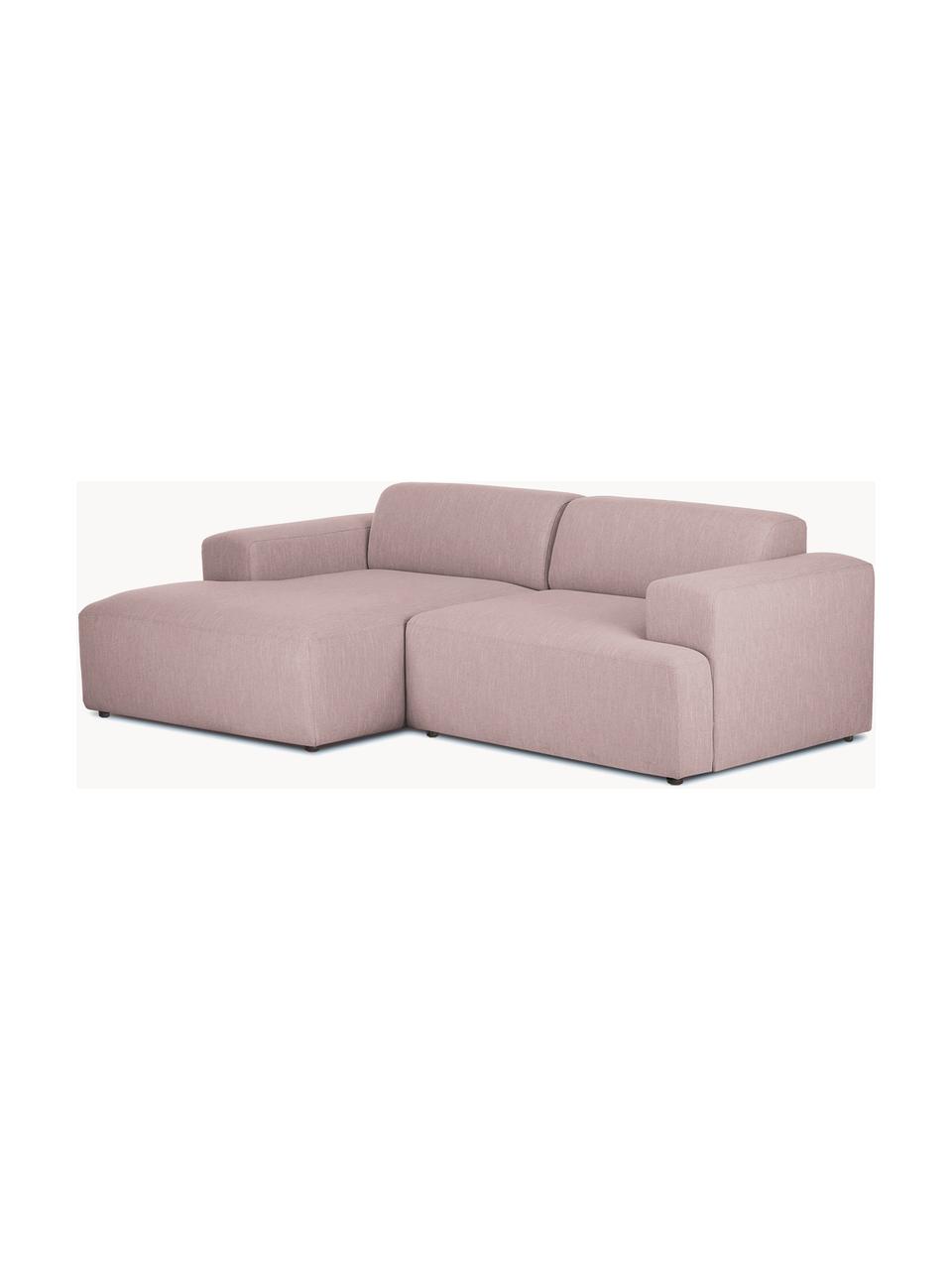 Ecksofa Melva (3-Sitzer), Bezug: 100% Polyester Der hochwe, Gestell: Massives Kiefernholz, Spa, Webstoff Hellrosa, B 239 x T 143 cm, Eckteil links