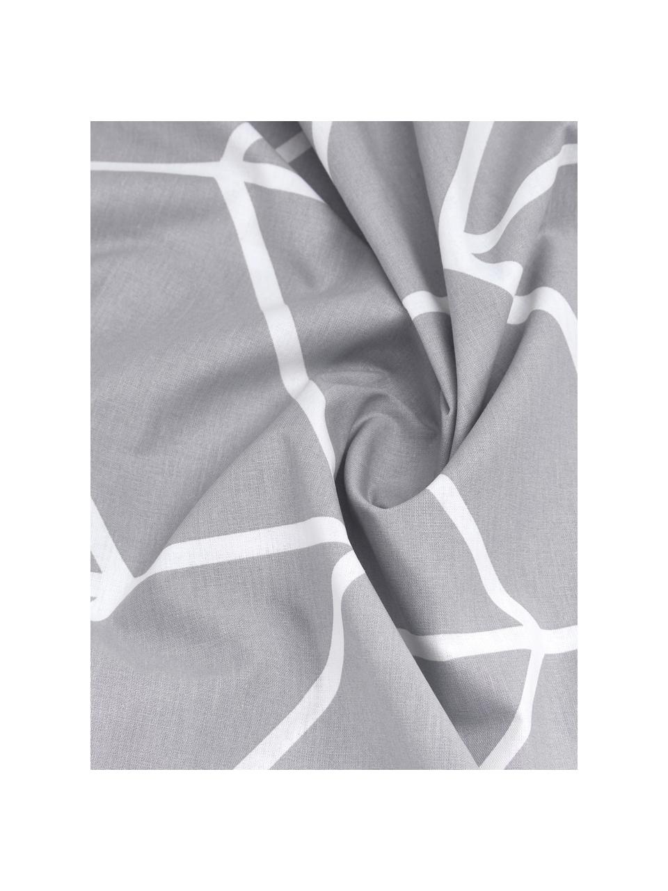 Bavlnená posteľná bielizeň s grafickým vzorom Mirja, Sivá, krémovobiela, 135 x 200 cm + 1 vankúš 80 x 80 cm