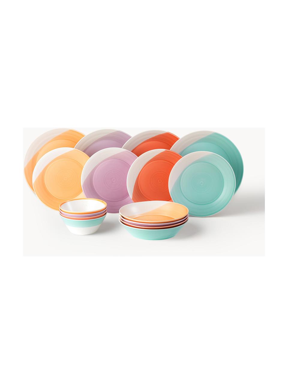 Súprava riadov z porcelánu Brights, 4 osoby (16 dielov), Porcelán, Viacfarebná, 4 osoby (16 dielov)